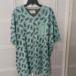 Free Planet Teal Pineapple Print Men's Tee